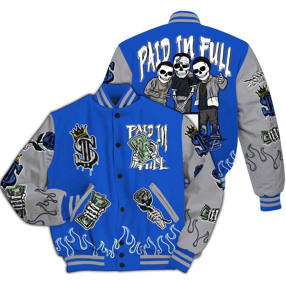 Varsity Jacket To Match Retro Stealth 5s - Fire Everybody Paid In All Over Print
