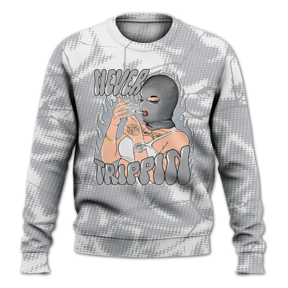 Sweatshirt To Match Low OG Wolf Grey 1s - Ne'er Trippin' Unique Crack All Over Print