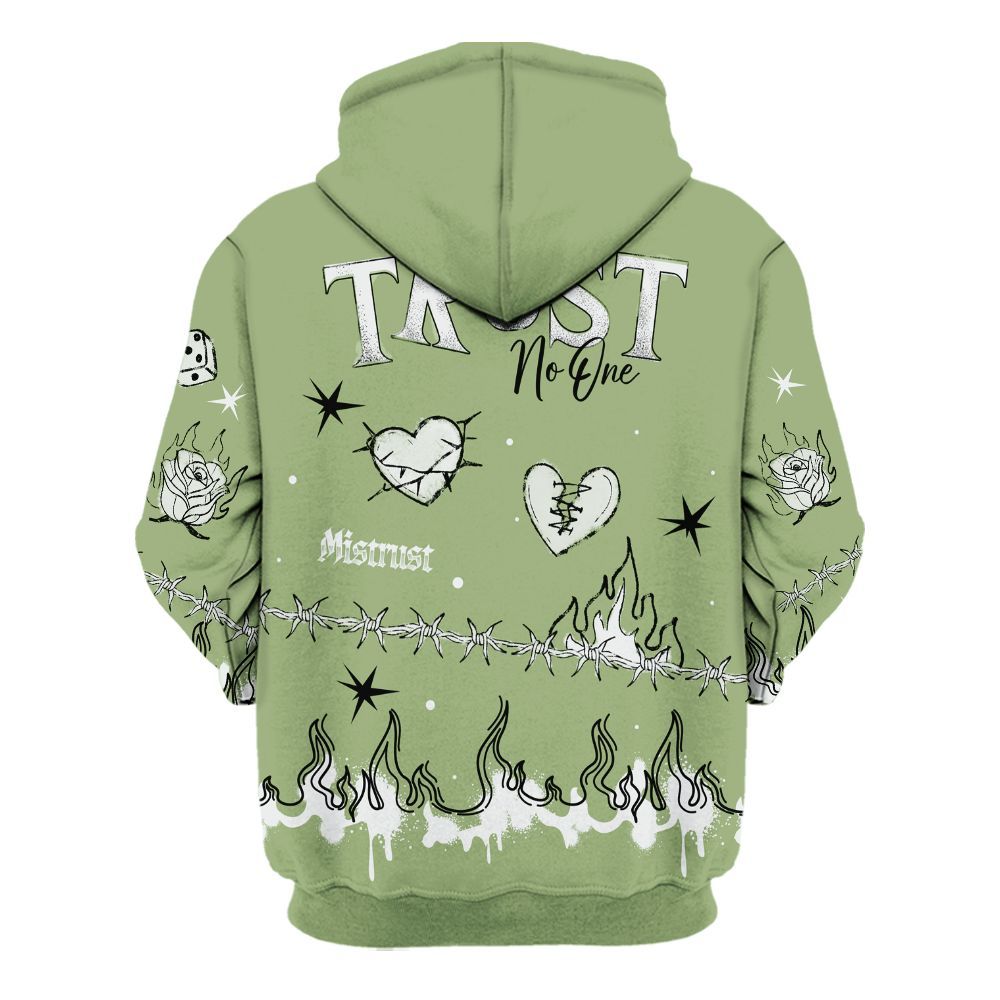 Hoodie To Match Oil Green 4s - Trust No One Snake-Bite Doodle Crayon All Over Print