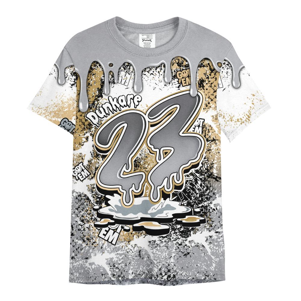 Shirt To Match Retro High OG Cool Grey 1s - Dripping 23 Drip All Over Print
