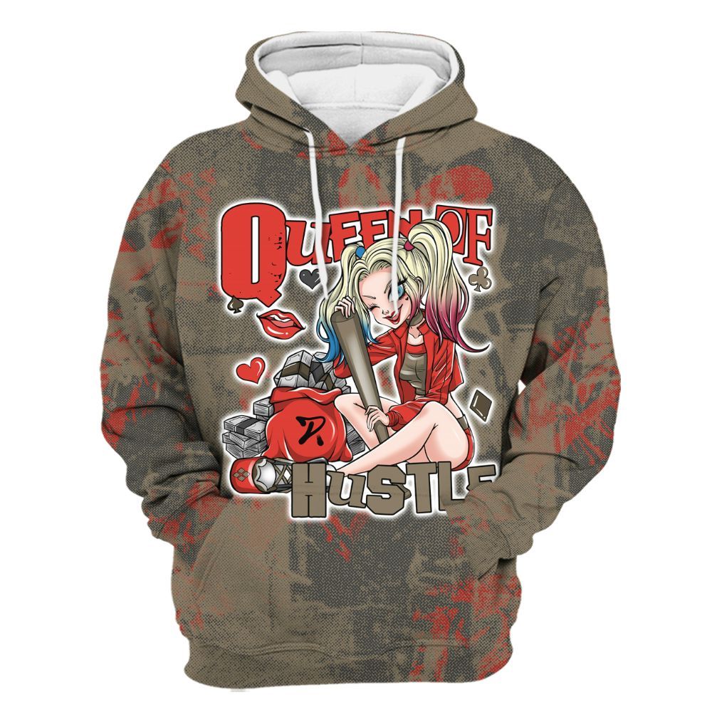 Hoodie To Match Olive 9s - Hustles Quiinn Heart Grunge All Over Print