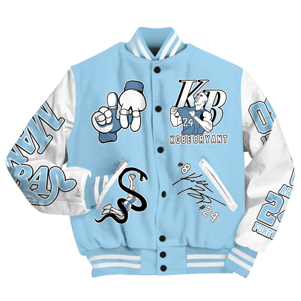 Varsity Jacket To Match Legend Blue 11s Varsity Jacket- Legend 24 Snake Mamba Graphic Custom Name All Over Print