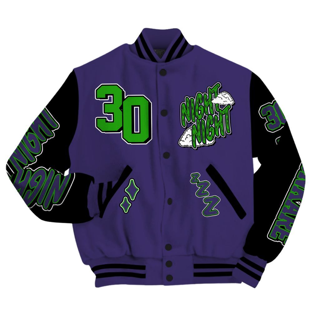 Varsity Jacket To Match Retro Court Purple 13s - Seeya Skeleton All Over Print