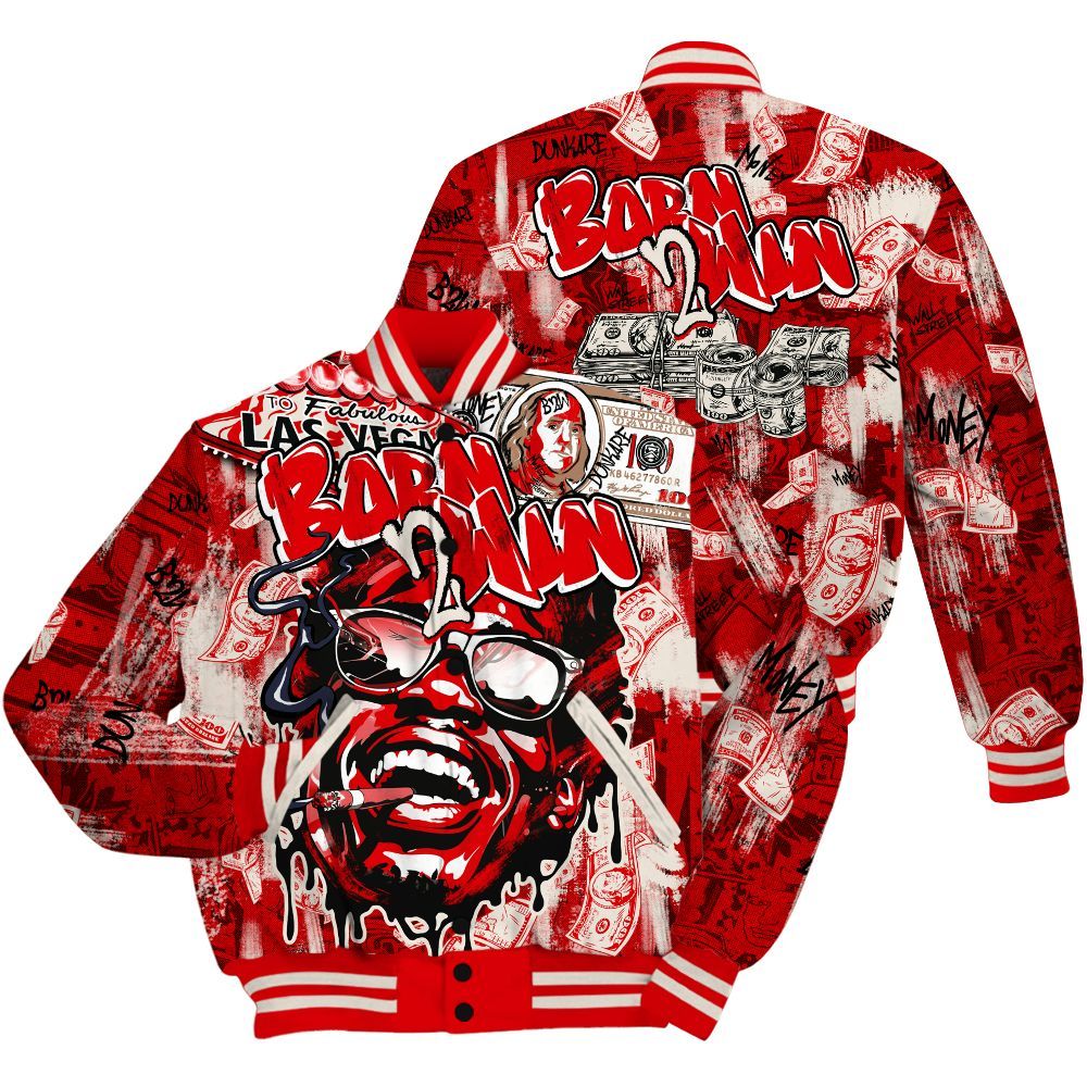 Varsity Jacket To Match Low OG Howard University 1s Shirt, Born To Win Money All Over Print