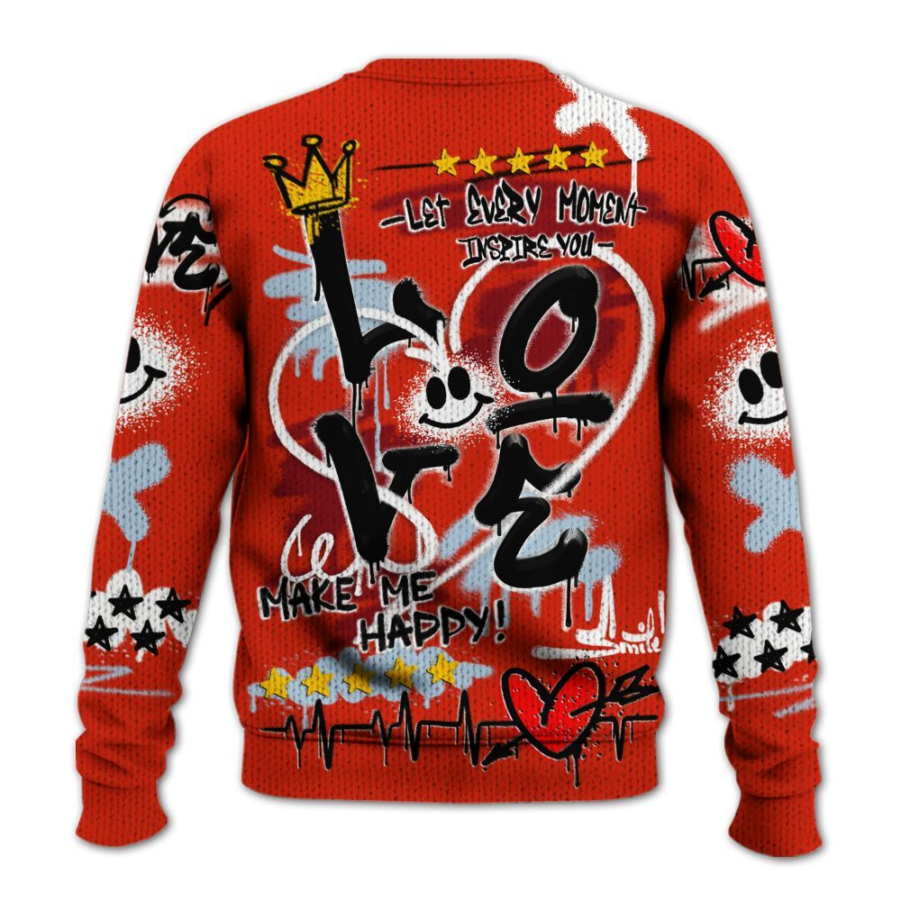 Knitted Sweater To Match Retro Cherry 11s - Happy Love Beats Graffiti Streetwear