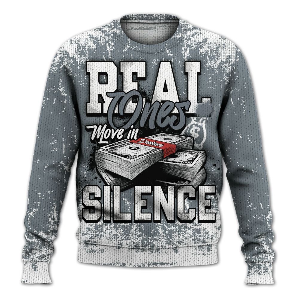 Knitted Sweater To Match Wolf Grey 13s - Move In Silence Money Street Retro