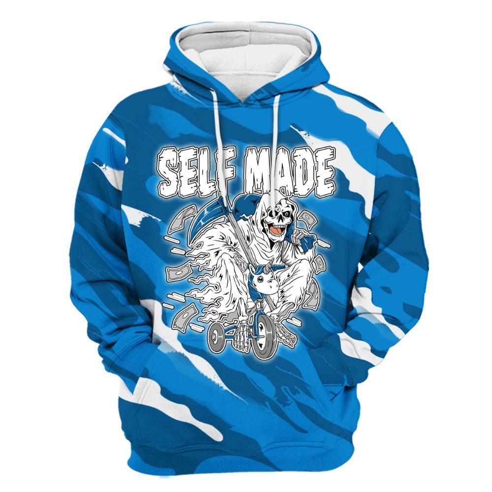 Hoodie To Match Military Blue 4s - Self Make Skeleton Colored All Over Print
