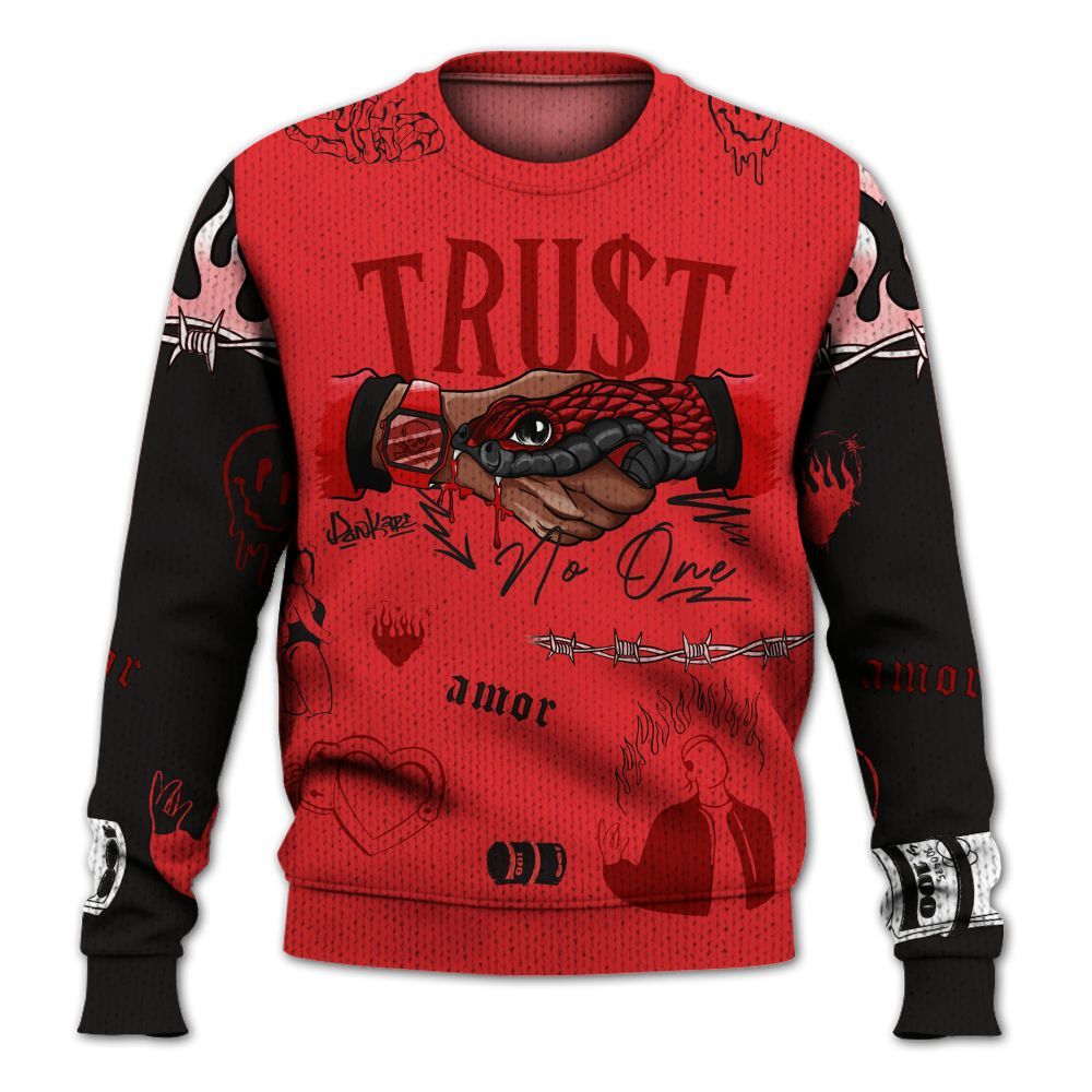 Knitted Sweater To Match Chile Red 9s - Snake Trust No One