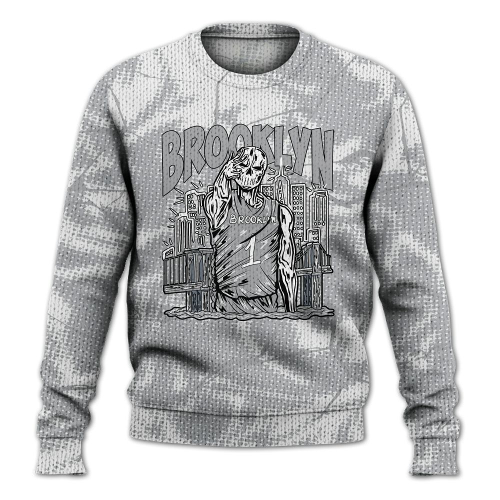 Knitted Sweater To Match Low OG Wolf Grey 1s - Brooklyn's Skeleton Crack