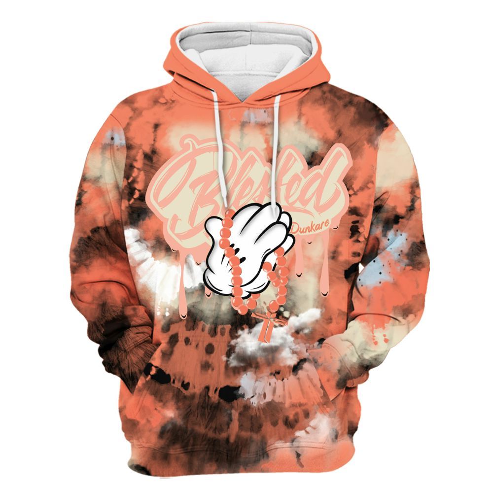 Hoodie To Match DJ Khaled Crimson Bliss 5s - God Blessed Tie Dye All Over Print