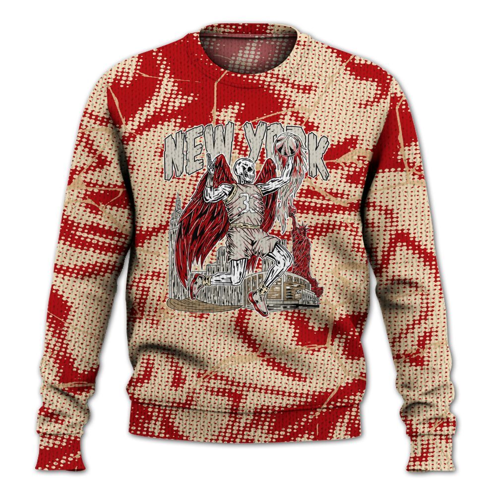 Knitted Sweater To Match Dunk Low Strawberry Waffle - Ewing Era Skeleton Crack