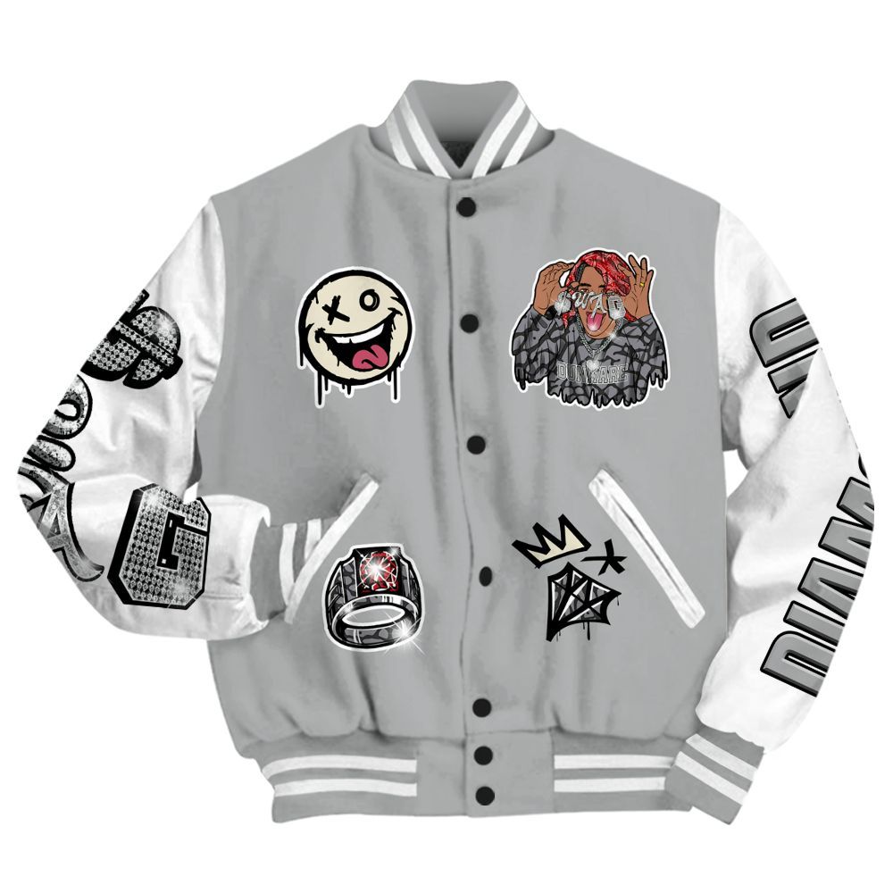 Varsity Jacket To Match Cement Grey 3s - Pressures Makes Varsity Jacket To Match All Over Print