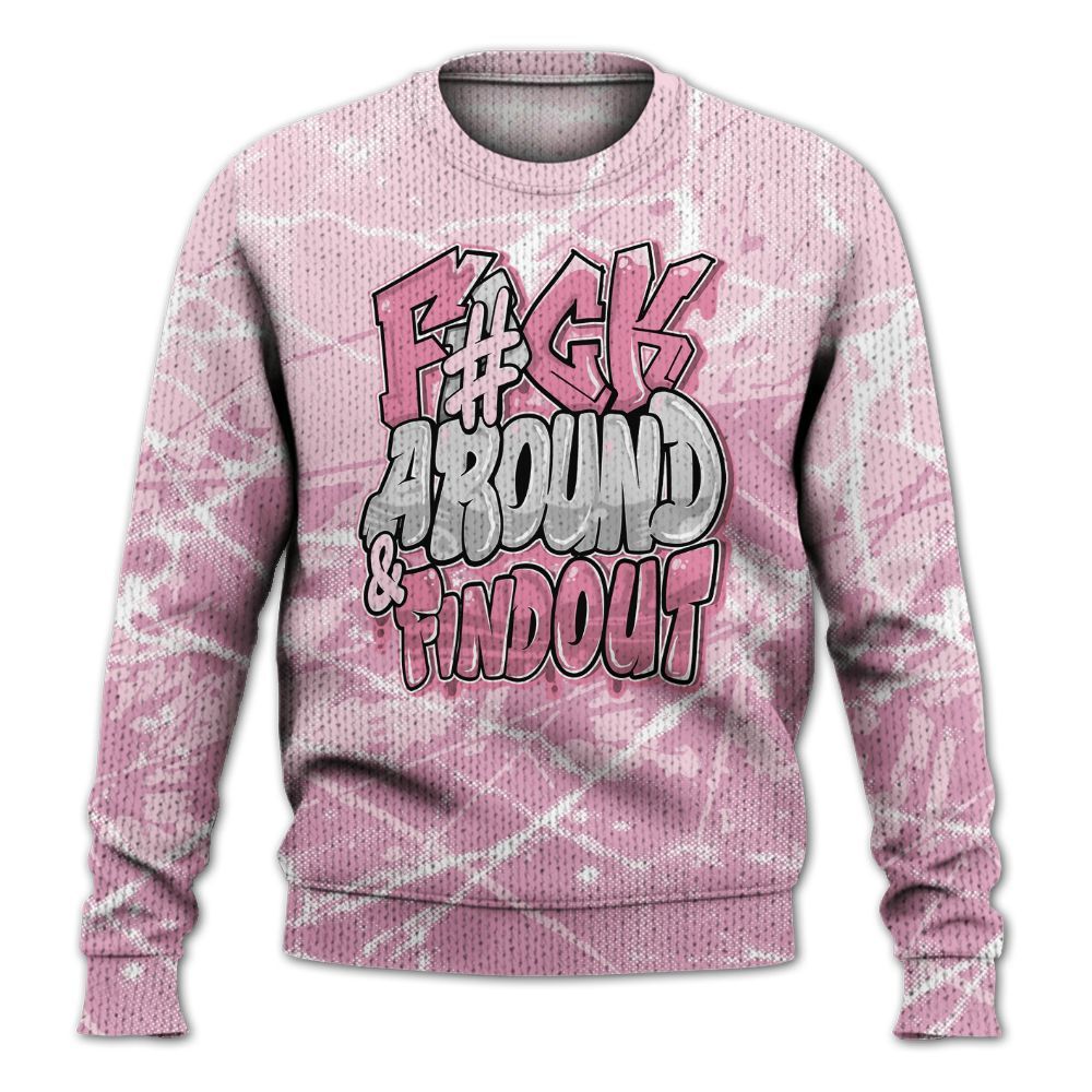 Knitted Sweater To Match Orchid 4s - F Around Find Out Graphic Profound