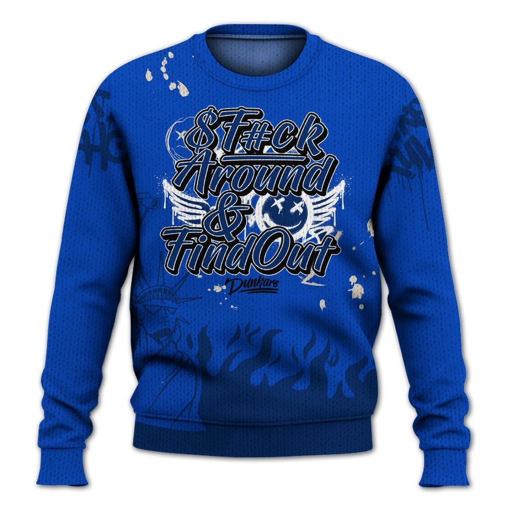 Knitted Sweater To Match Low Game Royal 1s - Graphic Fck Around Find Out