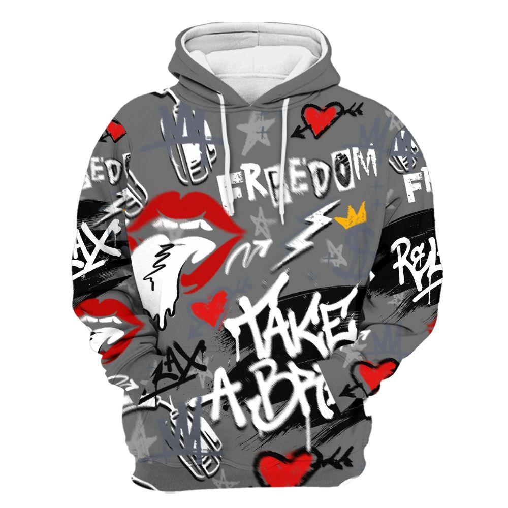 Hoodie To Match Cool Grey 6s - Take Break Freedom Graffiti Streetwear All Over Print