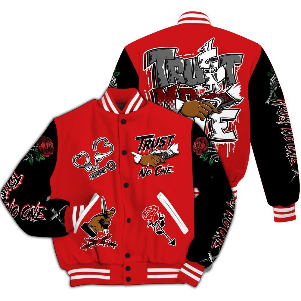 Varsity Jacket To Match Low Bred 11s - Trust No One Dripping All Over Print