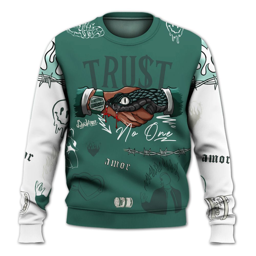 Sweatshirt To Match RM Oxidized Green 4s - Snake Trust No One All Over Print