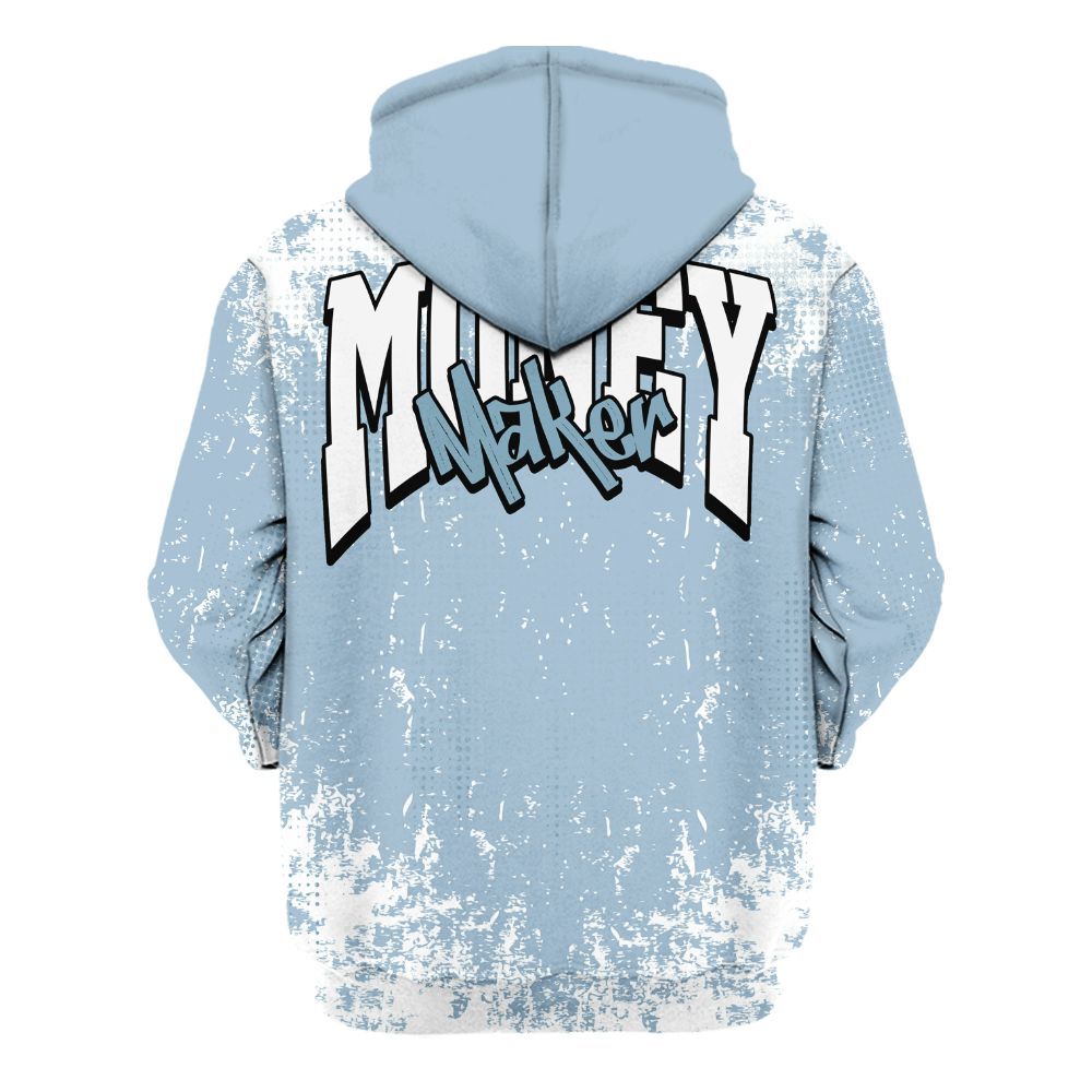 Hoodie To Match Mid Ice Blue 1s - Move In Silence Money Street Retro All Over Print