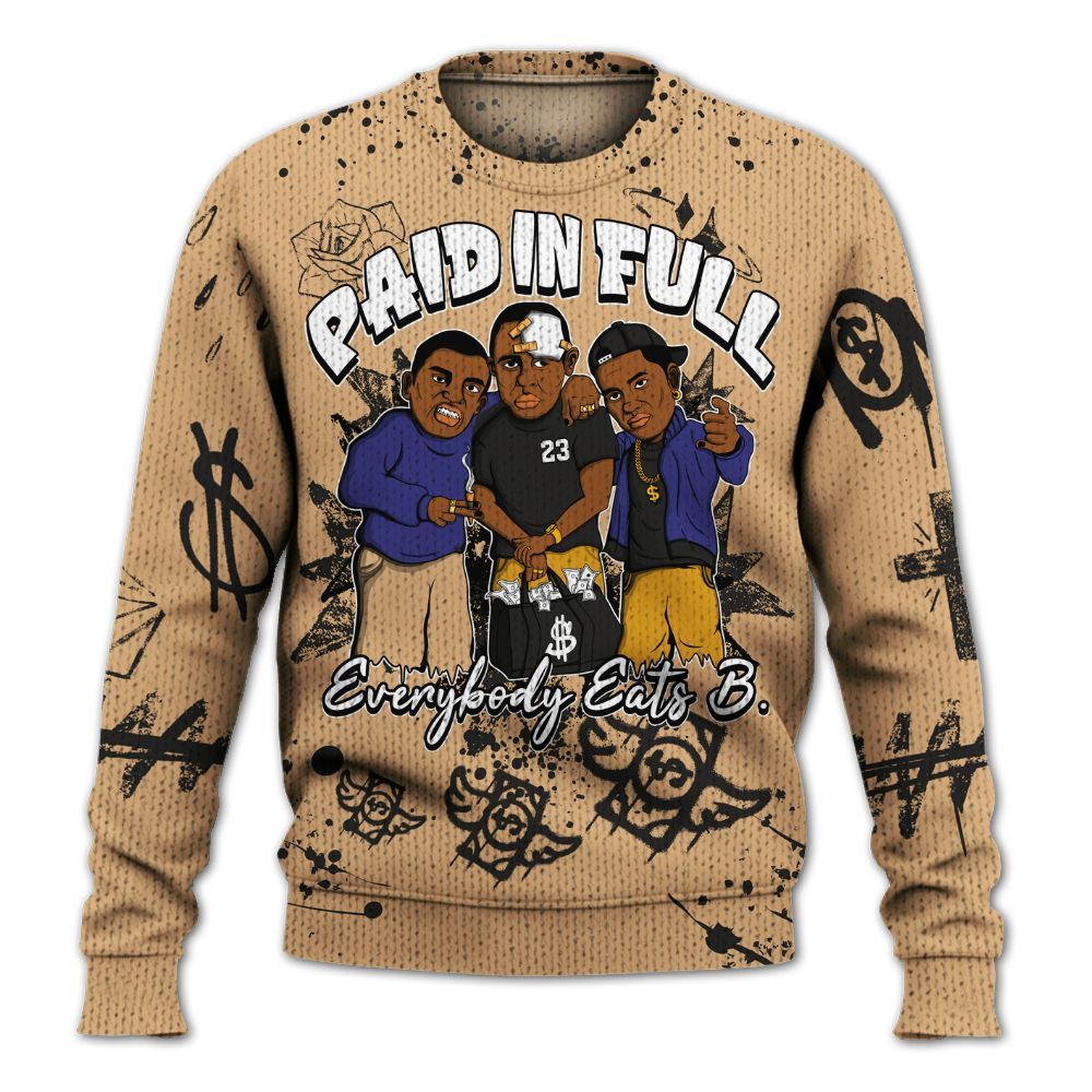Knitted Sweater To Match SE Afrobeats 7s - Everybody Paid In Full Crayon