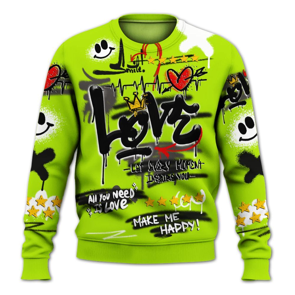 Sweatshirt To Match Foamposite Voltage Black Air Pro 2026 - Happy Love Beats Graffiti Streetwear All Over Print