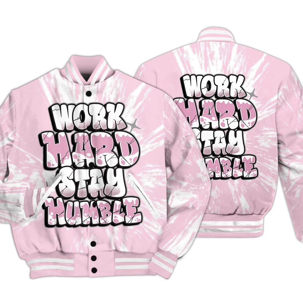 Varsity Jacket To Match Orchid 4s - Working Hard And Humble Luxury Varsity Jacket Unisex