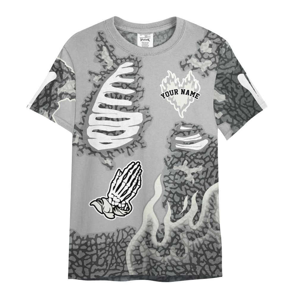 Shirt To Match Cement Grey Silver 3s - Dislike Us Burning Custom Name All Over Print