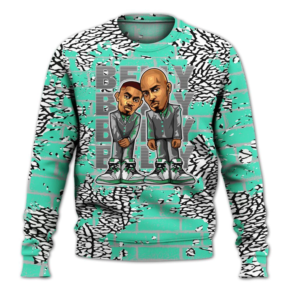 Sweatshirt To Match Black Green Glow 3s - Belly Sneakers Graphic Halloween All Over Print