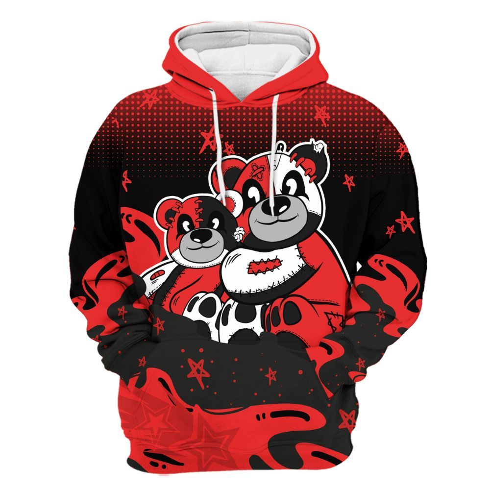 Hoodie To Match Red Thunder 4s - Sincere Fondness Bear Stars All Over Print