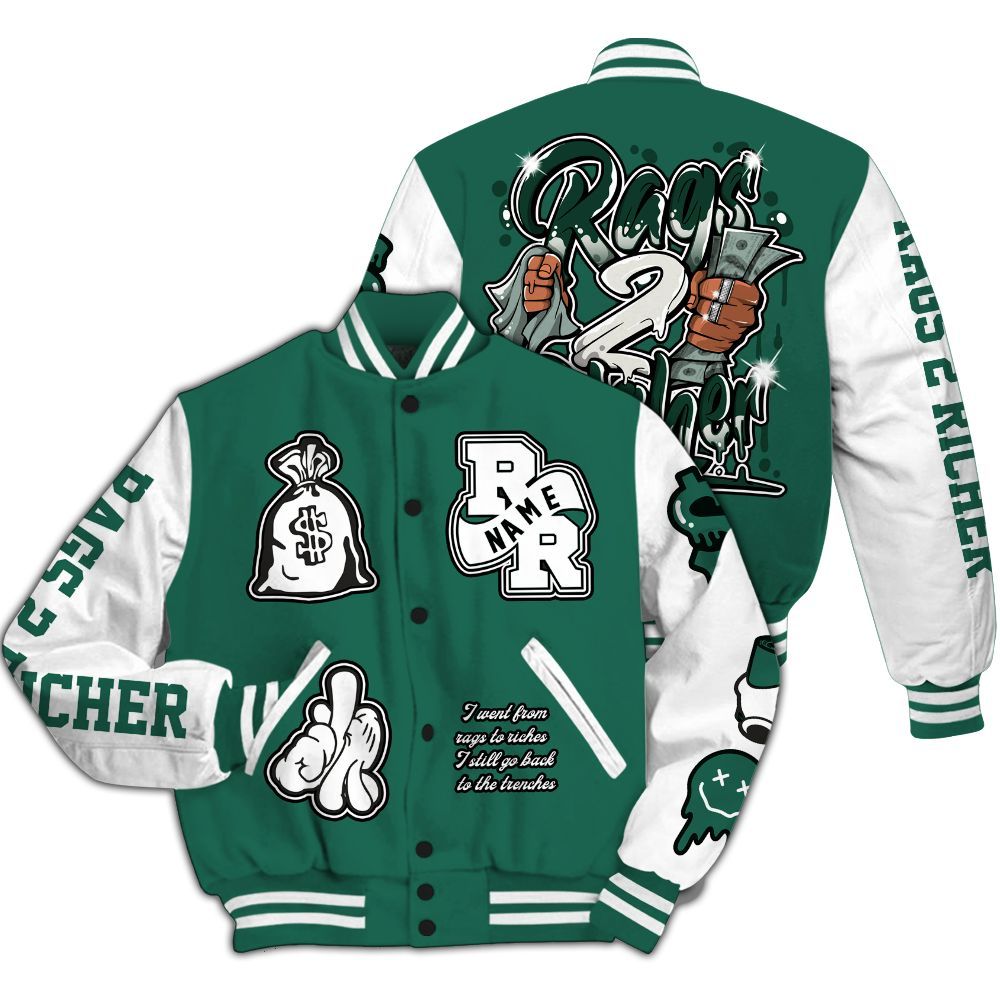 Varsity Jacket To Match Oxidized Green 4s - Rag 2 Rich Graphic Custom Name All Over Print