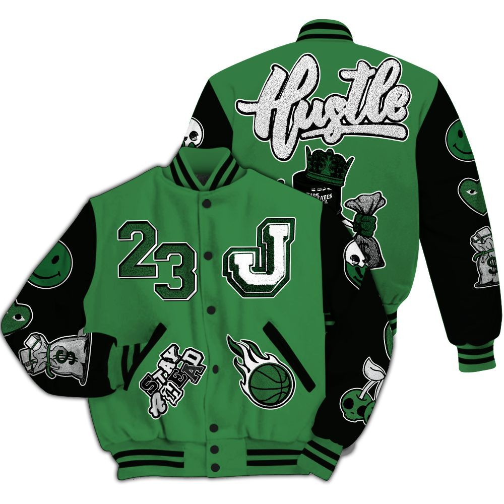 Varsity Jacket To Match Lucky Green 1s - Hustles Money Number 23 All Over Print