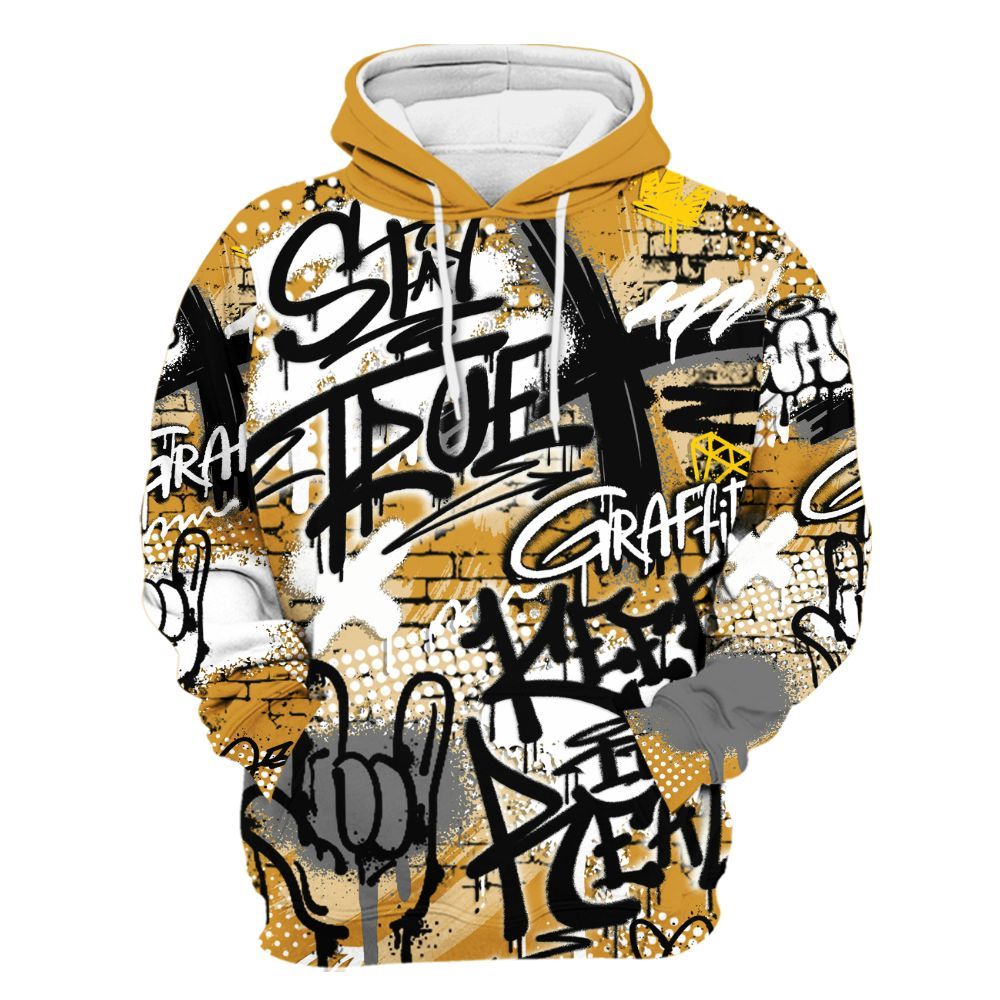 Hoodie To Match Dunk Low Wheat Pale Ivory - True It Real Graffiti Streetwear All Over Print