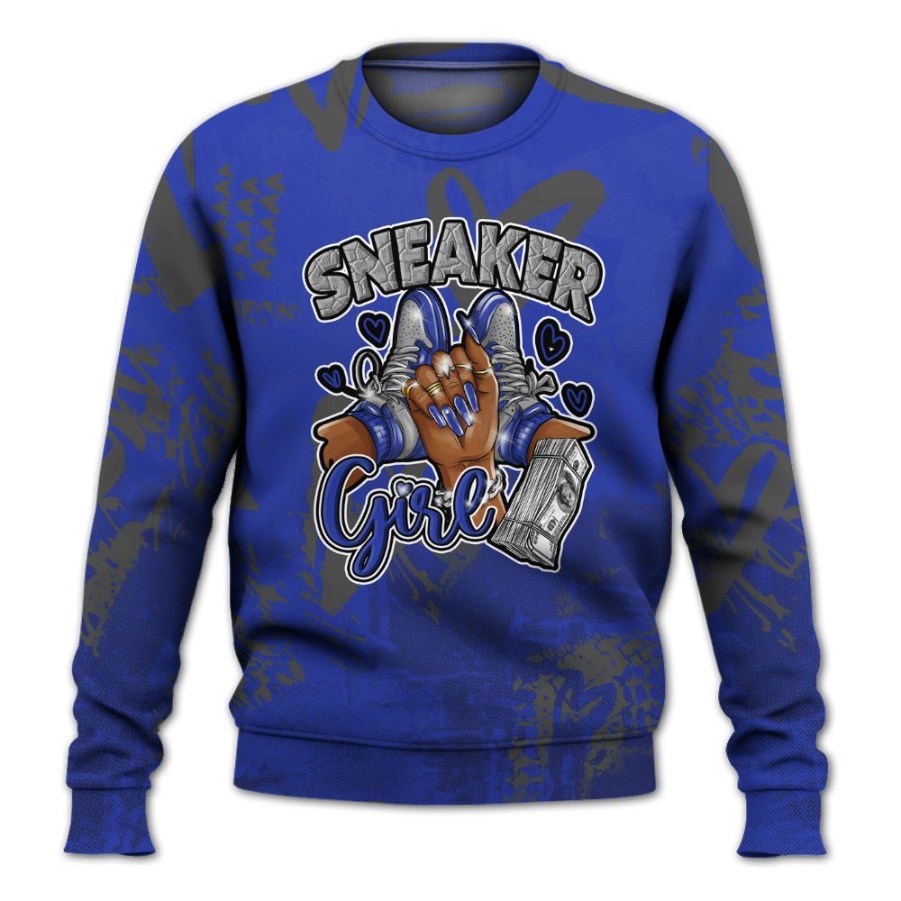 Sweatshirt To Match Air Max Plus Black Racer Blue - Sneakerz Girlz Heart Grunge All Over Print