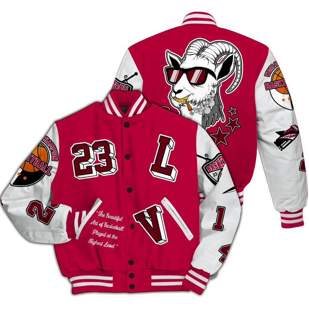 Varsity Jacket To Match Retro Chicago 2s - The GOAT Got Em Streetwear All Over Print