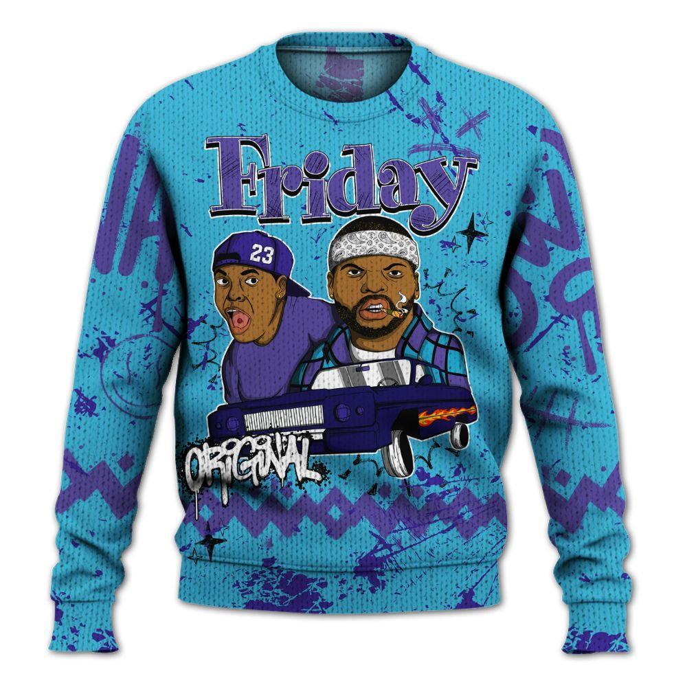 Knitted Sweater To Match Retro Aqua 6s - Friday Sneaker Crayon