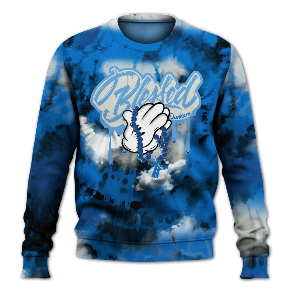 Sweatshirt To Match Blueberry 12s - God Blessed Tie Dye All Over Print