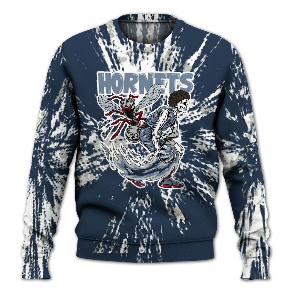 Sweatshirt To Match White Midnight Navy 6s - Hornets Skeleton Luxury All Over Print