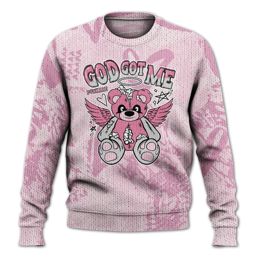 Knitted Sweater To Match Orchid 4s - Gods Guides Me Bear Heart Grunge