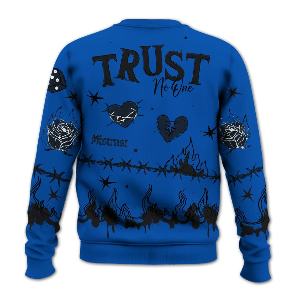 Sweatshirt To Match Racer Blue 5s - Trust No One Snake-Bite Doodle Crayon All Over Print