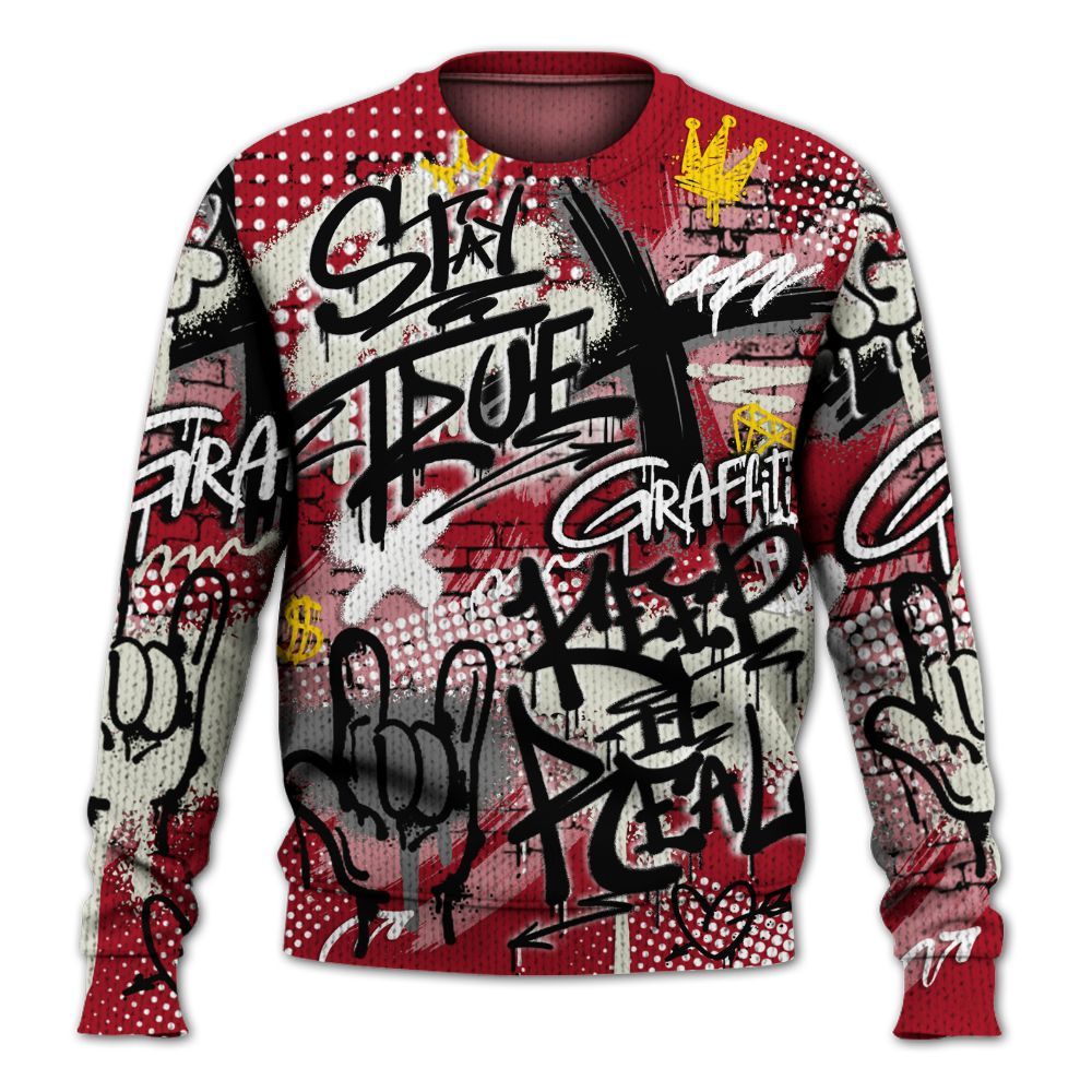 Knitted Sweater To Match 2025 High OG Cinnabar 1s - True It Real Graffiti Streetwear