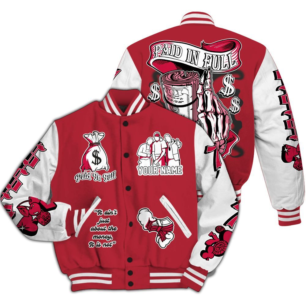 Varsity Jacket To Match Black Toe 14s - Paid In Full Baseball Varsity Jacket Custom Name All Over Print