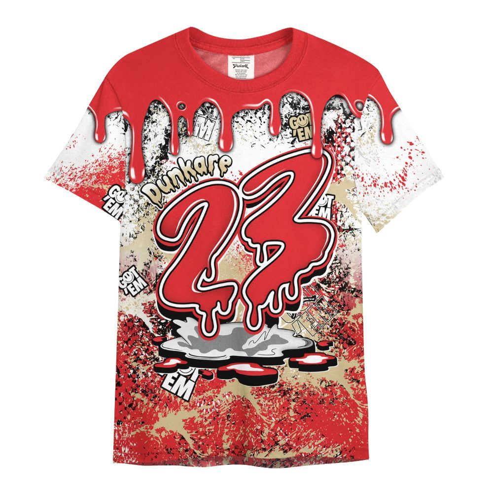 Shirt To Match Prime 93 Fire Red - Dripping 23 Drip All Over Print