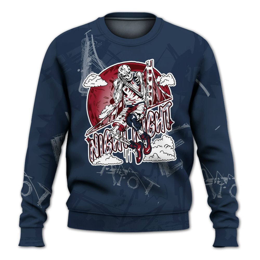 Sweatshirt To Match White Midnight Navy 6s - Seeya Skeleton Messyz All Over Print