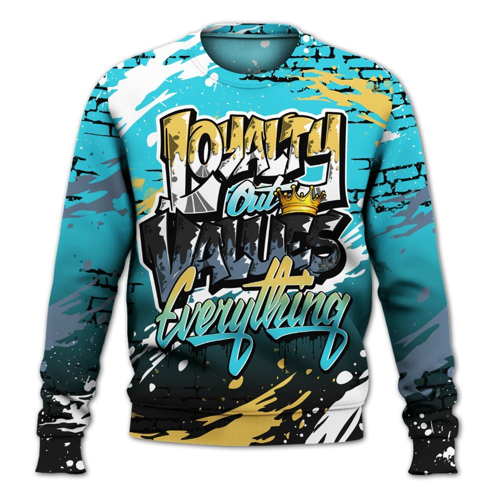 Sweatshirt To Match Retro Gamma Blue 11s - Values Of Loyalty Drip All Over Print