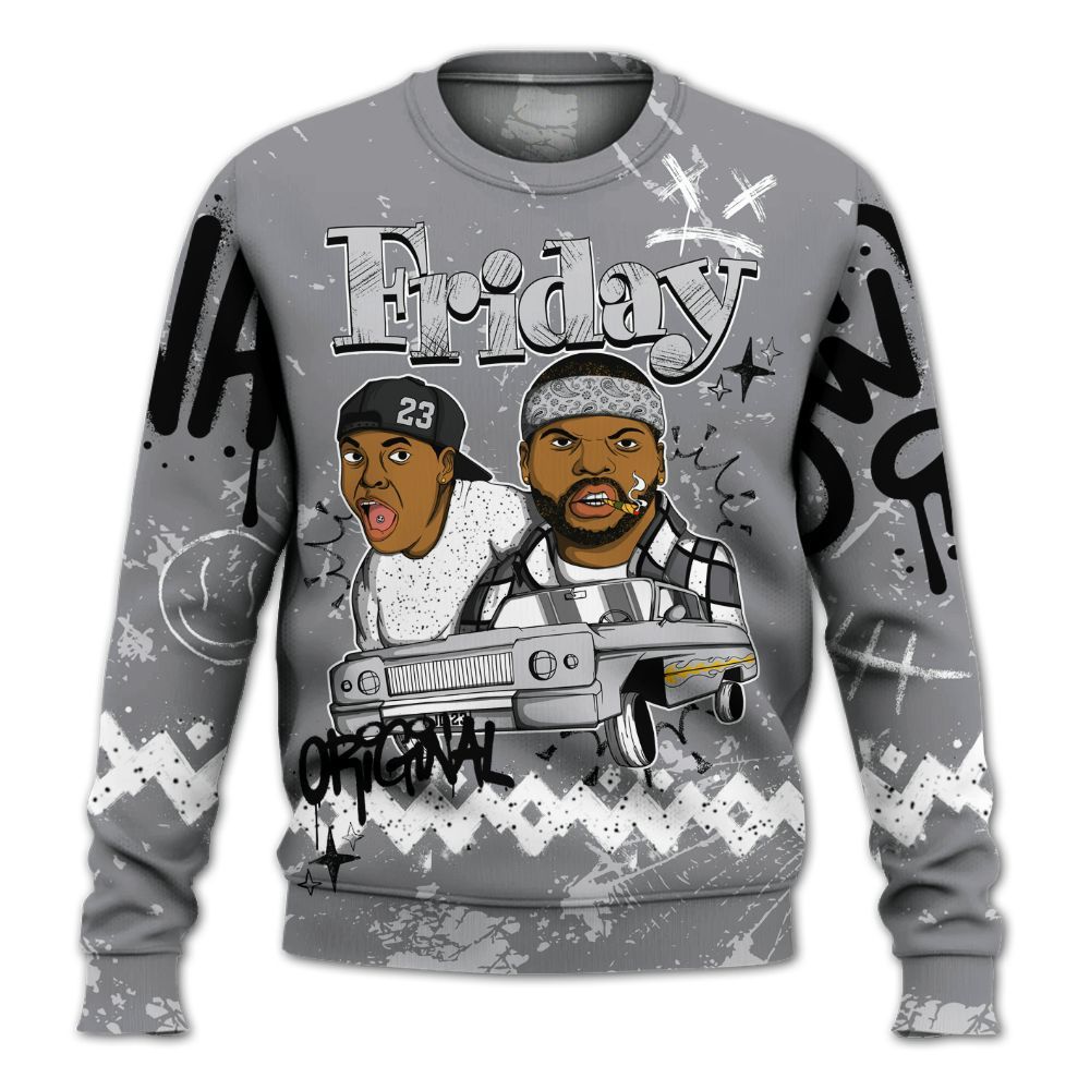 Sweatshirt To Match Retro Wolf Grey 5s - Friday Sneaker Crayon All Over Print