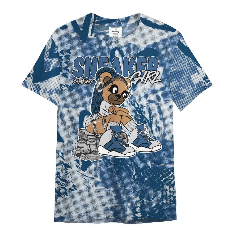 Shirt To Match High OG Midnight Navy 1s - Sneaker Girl Bear Heart Grunge All Over Print