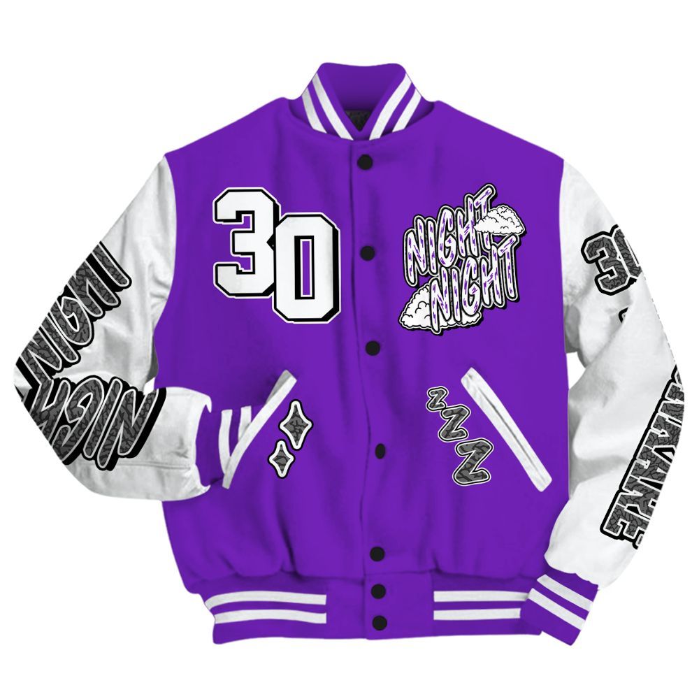 Varsity Jacket To Match Retro Dark Iris 3s - Seeya Skeleton All Over Print