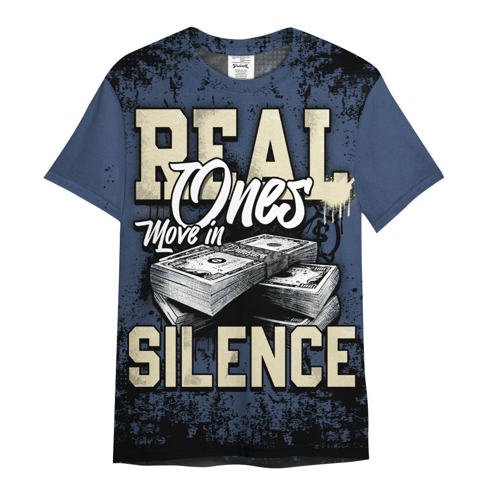 Shirt To Match Diffused Blue 3s - Move In Silence Money Street Retro All Over Print