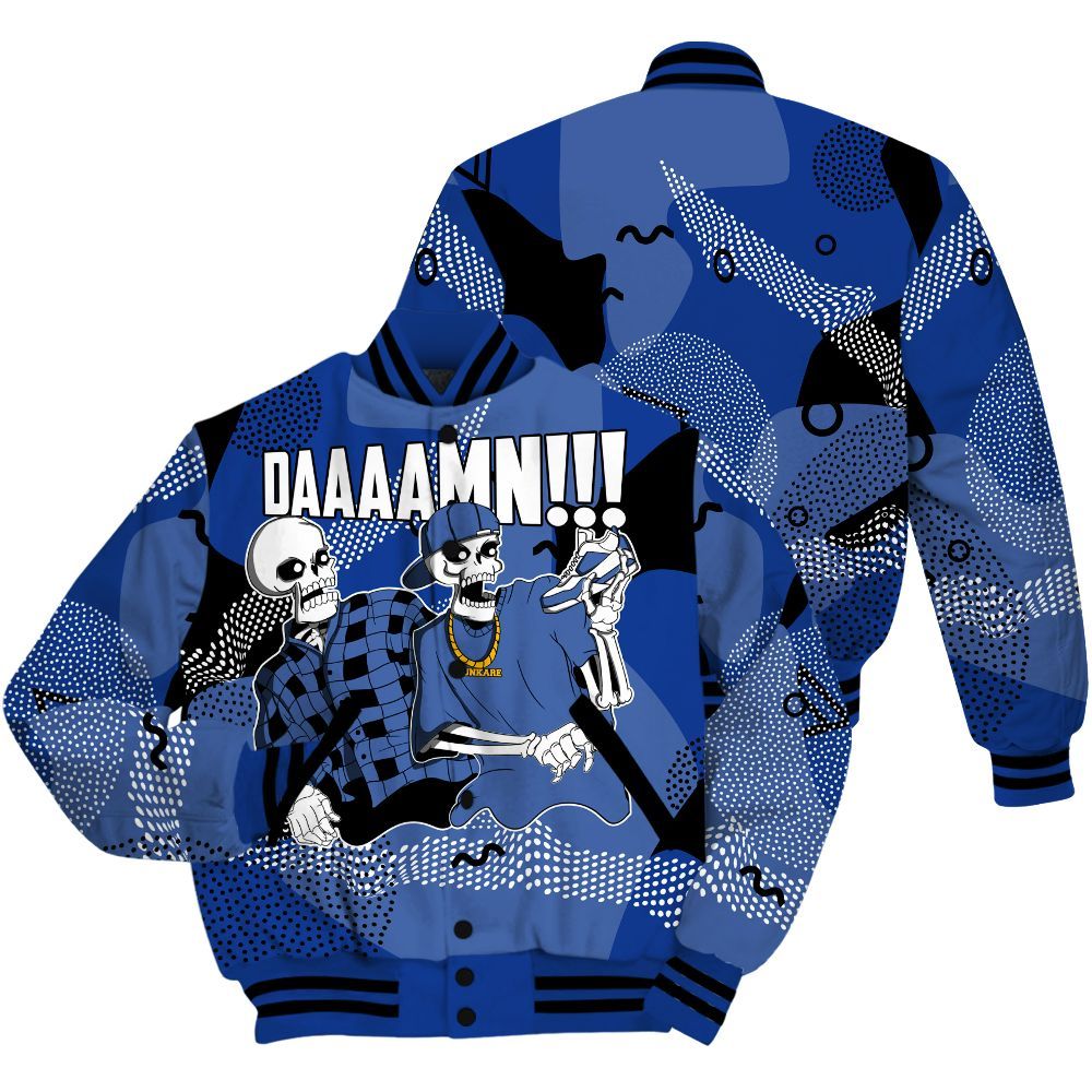 Varsity Jacket To Match Air Foamposite One Royal - Graphic Meme Damnn All Over Print