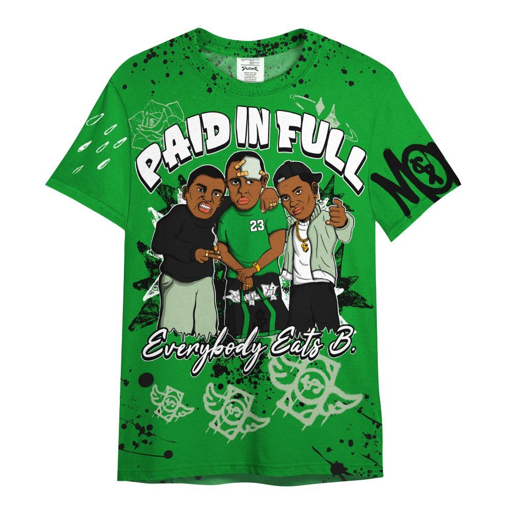 Shirt To Match Green Spark CJ1 T-Rex - Everybody Paid In Full Crayon All Over Print