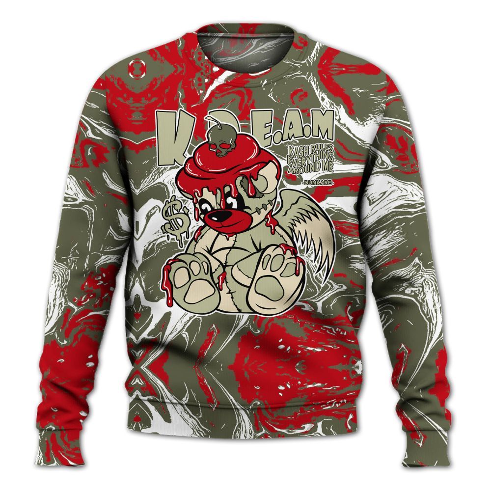 Sweatshirt To Match Low OG Medium Olive 1s - Loot Bear Liquid All Over Print